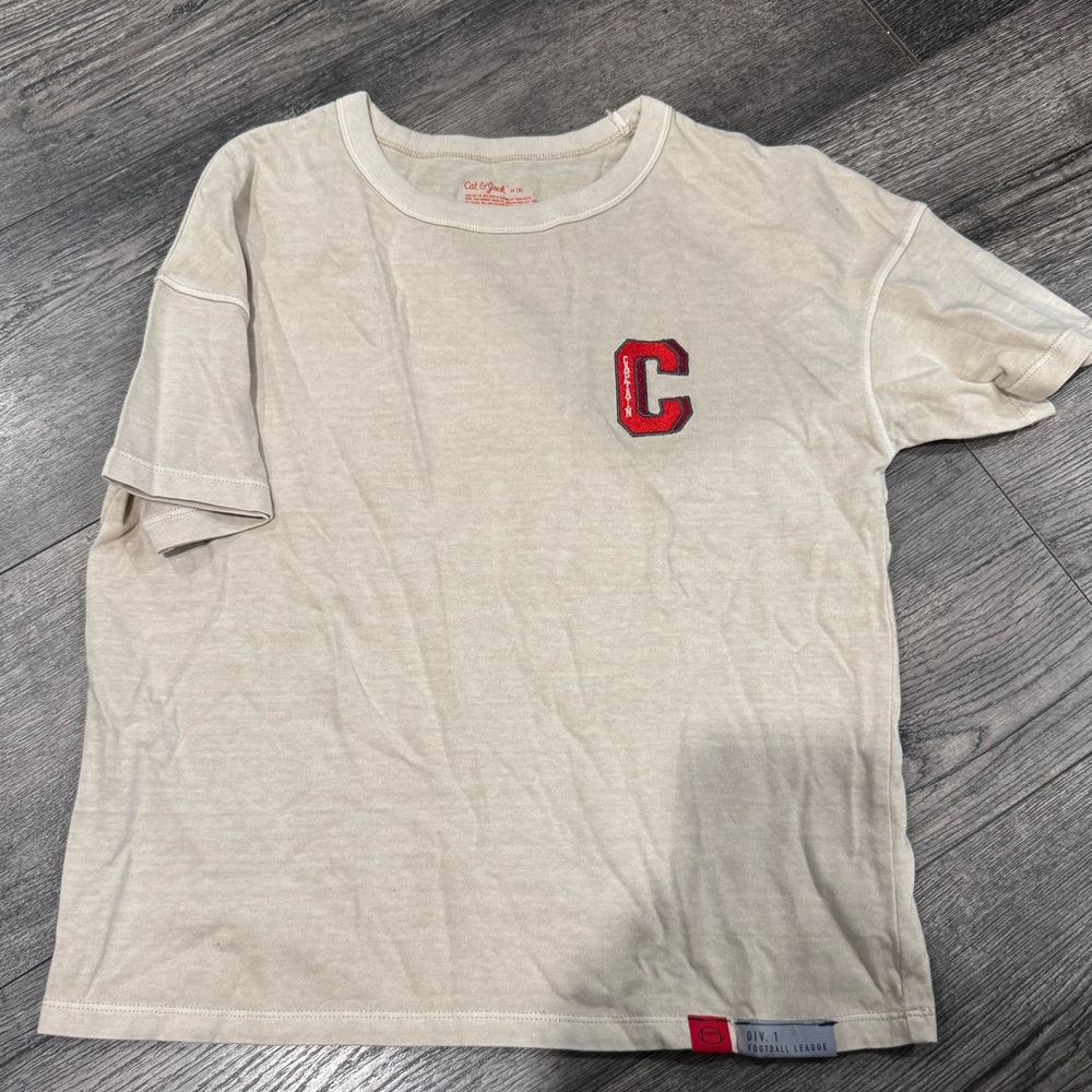 Cat & Jack Cream Tee with Red Patch